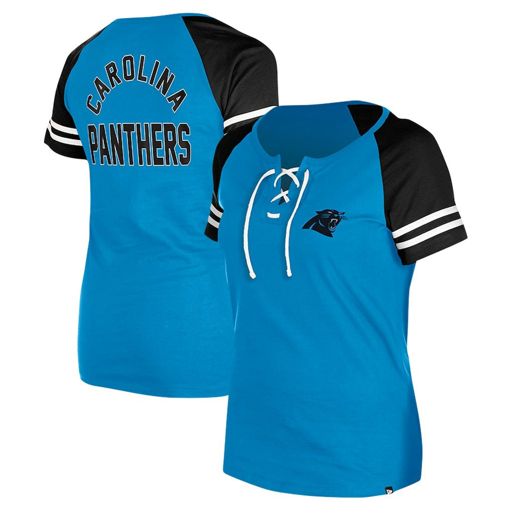 Women's Lace-Up Raglan T-Shirt - Carolina Panthers