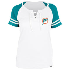 Women's Throwback Lace-Up Raglan T-Shirt - Miami Dolphins