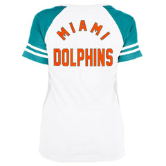 Women's Throwback Lace-Up Raglan T-Shirt - Miami Dolphins