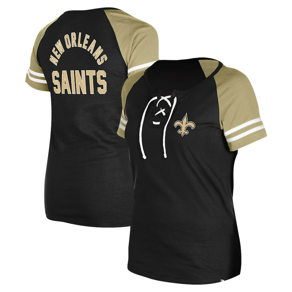 Women's Lace-Up Raglan T-Shirt - New Orleans Saints