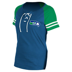 Women's Throwback Lace-Up Raglan T-Shirt - Seattle Seahawks