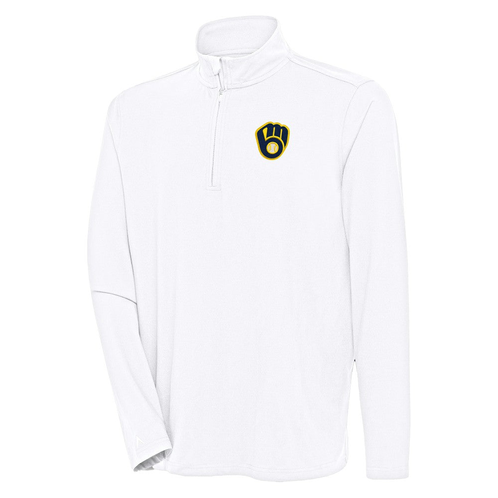 MLB Milwaukee Brewers Antigua Hunk Quarter-Zip Pullover Top