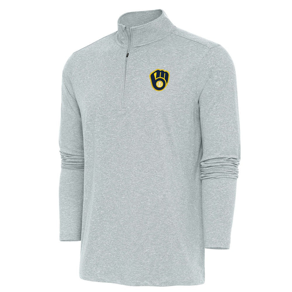 MLB Milwaukee Brewers Antigua Hunk Quarter-Zip Pullover Top
