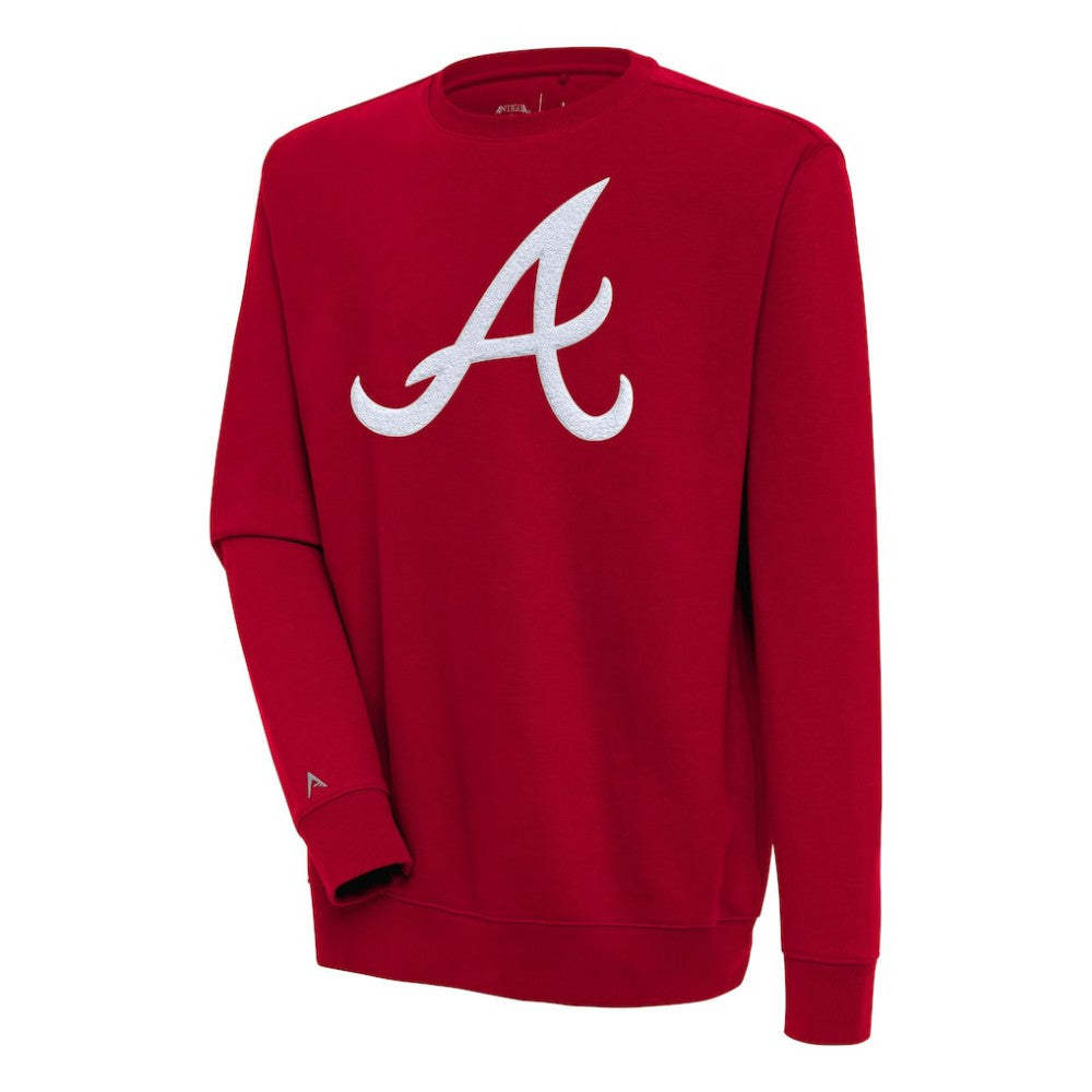 MLB Atlanta Braves Antigua Victory Crewneck Chenille Pullover Sweatshirt