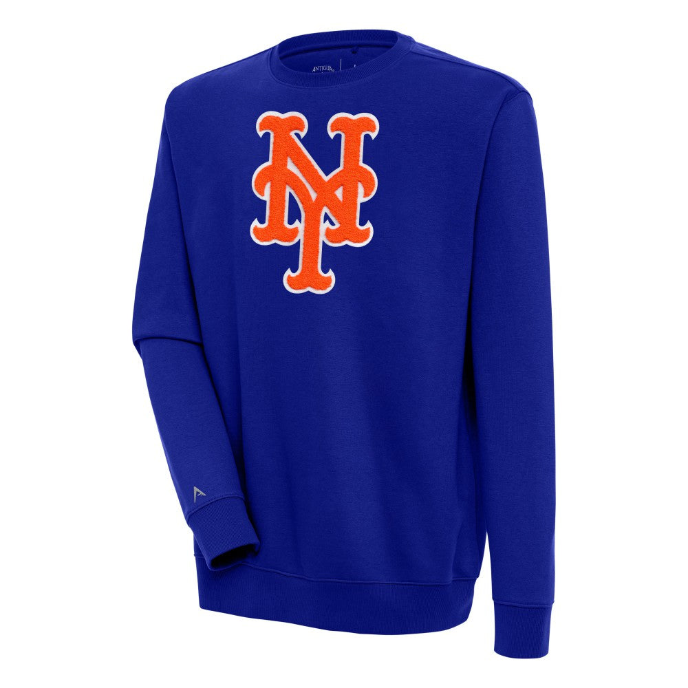 MLB New York Mets Antigua Victory Crewneck Chenille Pullover Sweatshirt