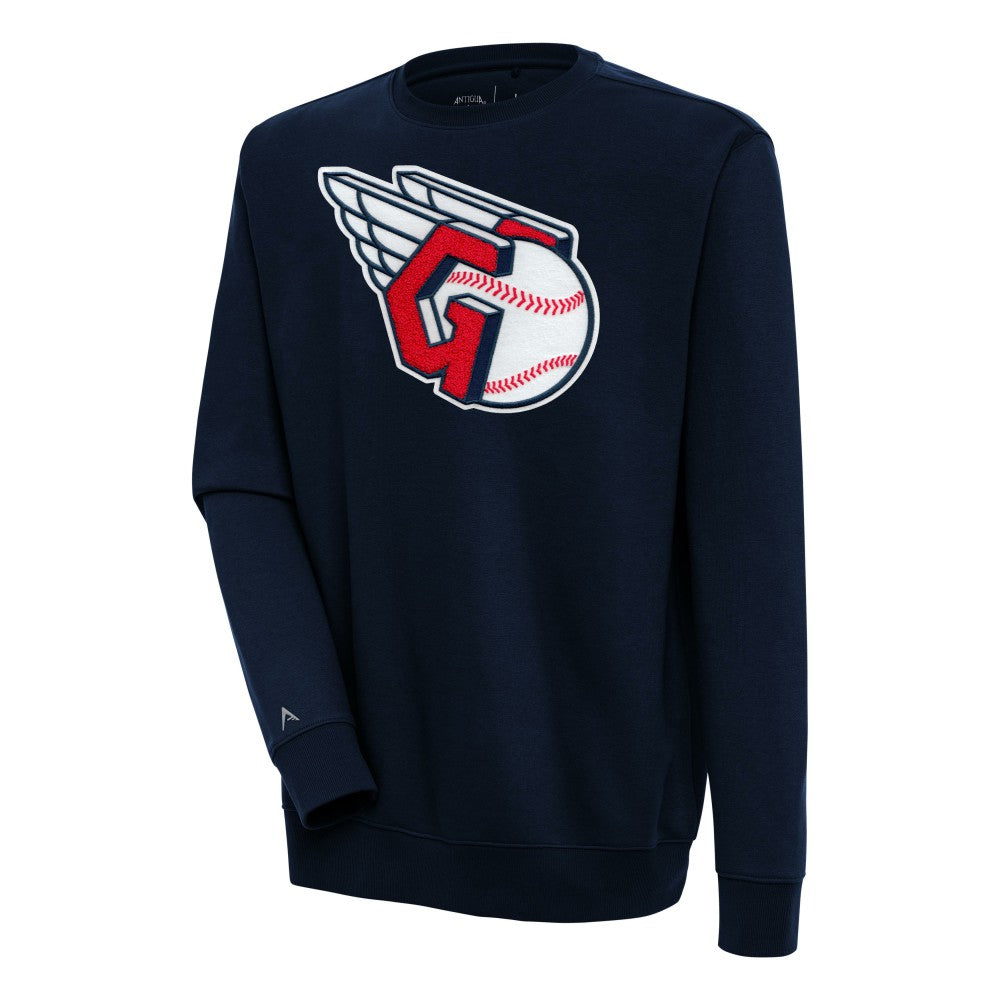 MLB Cleveland Guardians Antigua Victory Crewneck Chenille Pullover Sweatshirt