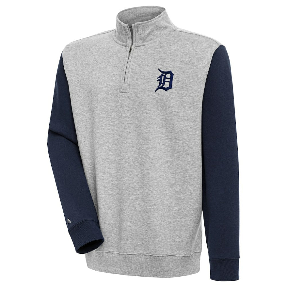 MLB Detroit Tigers Antigua Victory Colorblock Quarter-Zip Pullover Top