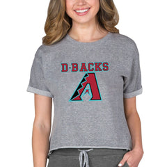 MLB Arizona Diamondbacks Concepts Sport Women's Tri-Blend Mainstream Terry Short Sleeve Sweatshirt Top
