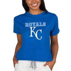 MLB Kansas City Royals Concepts Sport Women's Tri-Blend Mainstream Terry Short Sleeve Sweatshirt Top
