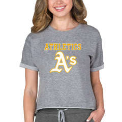 MLB Athletics Concepts Sport Women's Tri-Blend Mainstream Terry Short Sleeve Sweatshirt Top