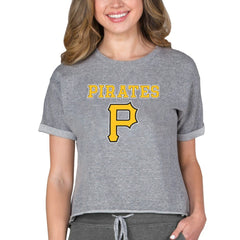 MLB Pittsburgh Pirates Concepts Sport Women's Tri-Blend Mainstream Terry Short Sleeve Sweatshirt Top