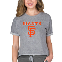 MLB San Francisco Giants Concepts Sport Women's Tri-Blend Mainstream Terry Short Sleeve Sweatshirt Top