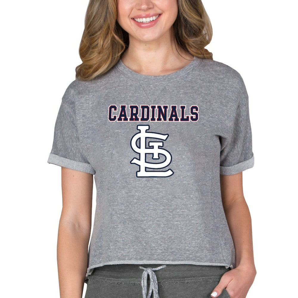 MLB St. Louis Cardinals Concepts Sport Women's Tri-Blend Mainstream Terry Short Sleeve Sweatshirt Top