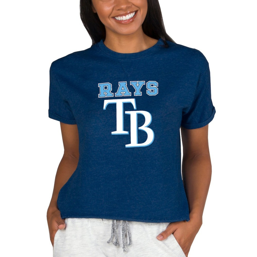 MLB Tampa Bay Rays Concepts Sport Women's Tri-Blend Mainstream Terry Short Sleeve Sweatshirt Top