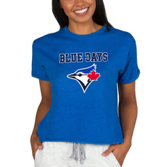 MLB Toronto Blue Jays Concepts Sport Women's Tri-Blend Mainstream Terry Short Sleeve Sweatshirt Top
