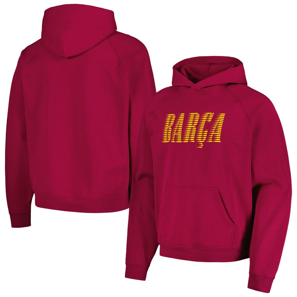 Barcelona Team Oversized Raglan Pullover Hoodie -  Red