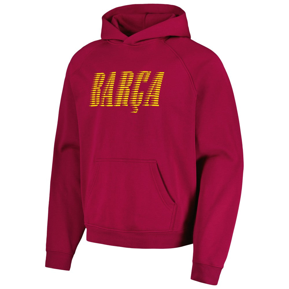 Barcelona Team Oversized Raglan Pullover Hoodie -  Red