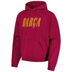Barcelona Team Oversized Raglan Pullover Hoodie -  Red