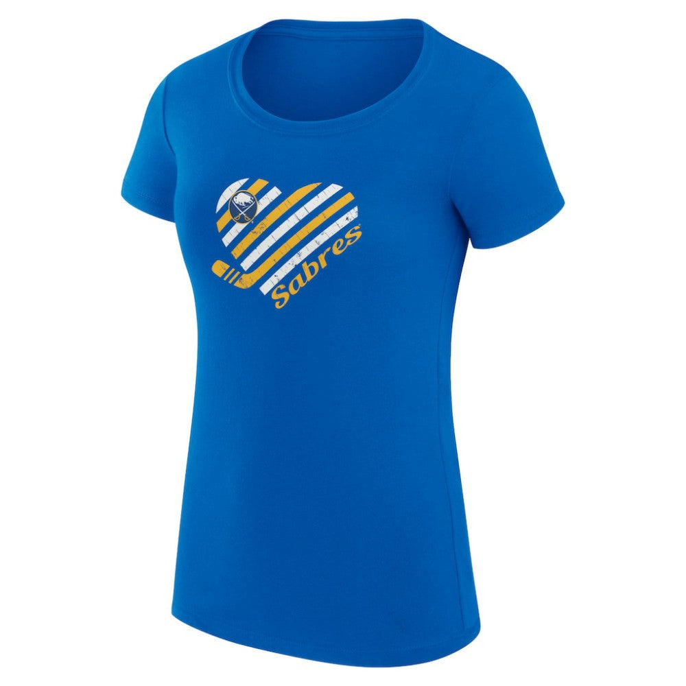 NHL Royal Buffalo Sabres G-III 4Her by Carl Banks Women's Super-Slim Fit Lightweight Heart T-Shirt