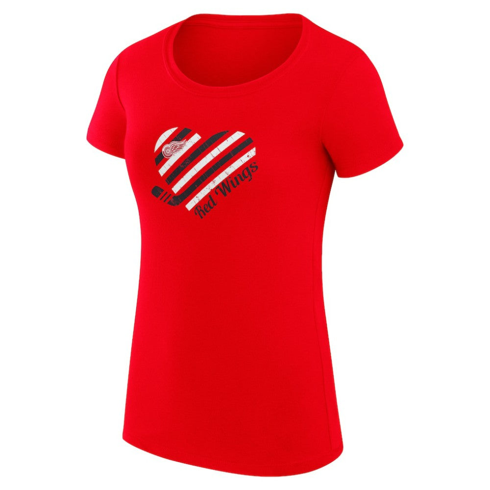 NHL Red Detroit Red Wings G-III 4Her by Carl Banks Women's Super-Slim Fit Lightweight Heart T-Shirt