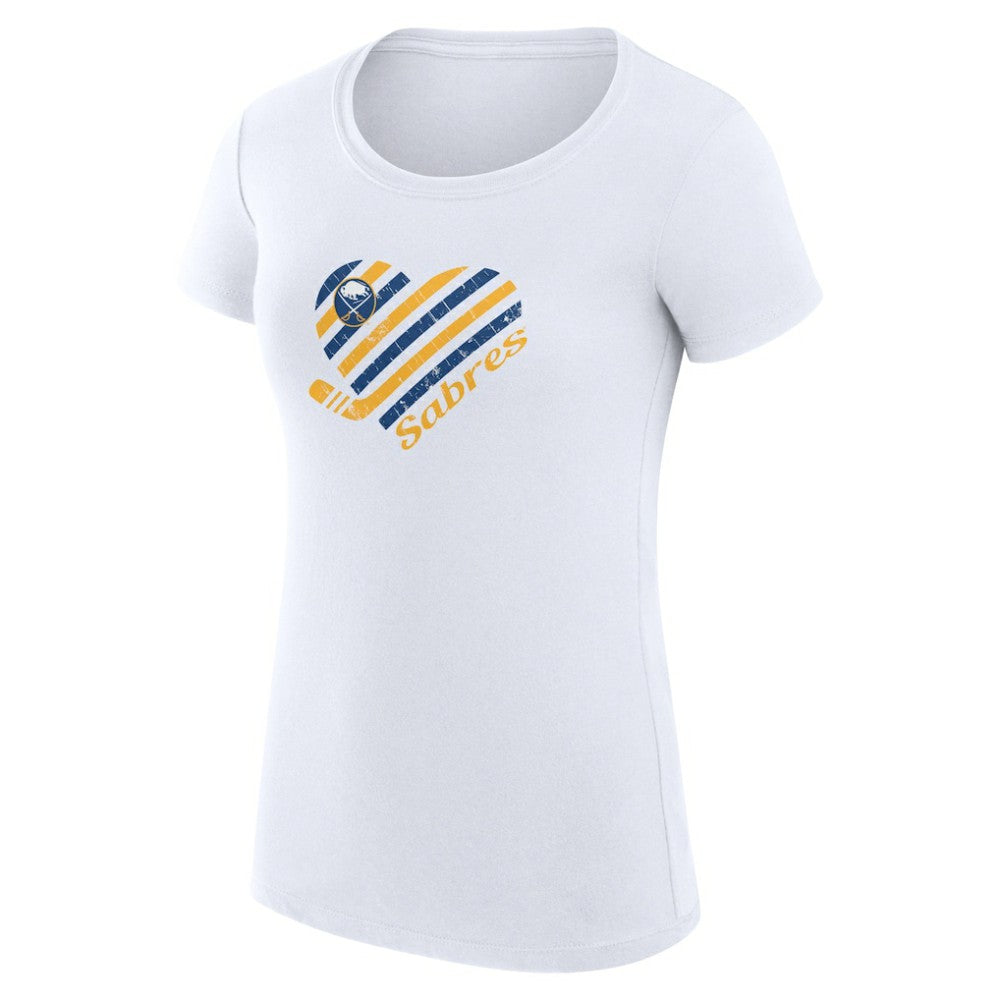 NHL White Buffalo Sabres G-III 4Her by Carl Banks Women's Super-Slim Fit Lightweight Heart T-Shirt