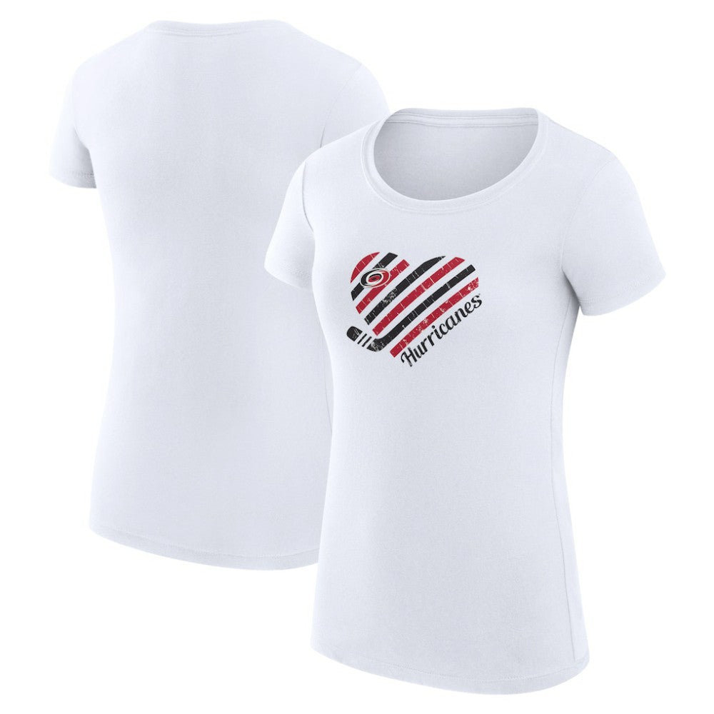 NHL White Carolina Hurricanes G-III 4Her by Carl Banks Women's Super-Slim Fit Lightweight Heart T-Shirt