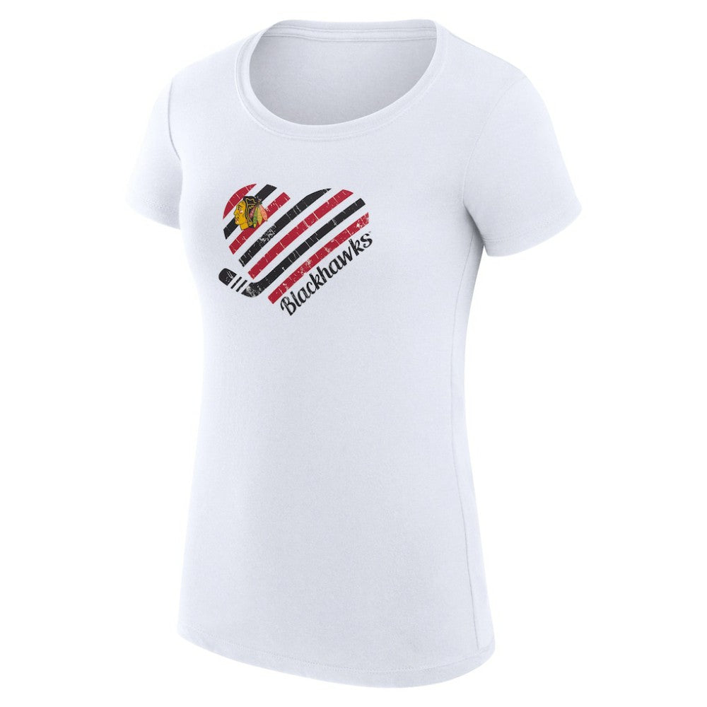 NHL White Chicago Blackhawks G-III 4Her by Carl Banks Women's Super-Slim Fit Lightweight Heart T-Shirt