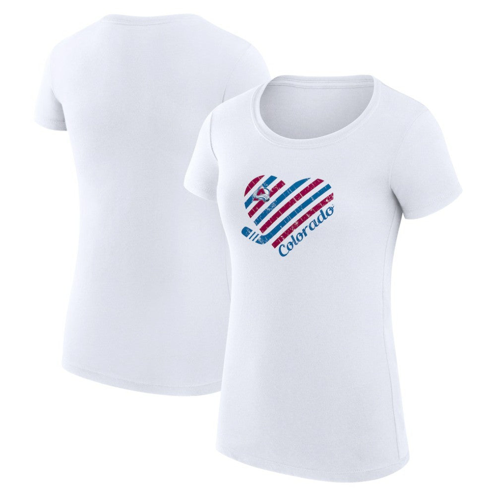 NHL White Colorado Avalanche G-III 4Her by Carl Banks Women's Super-Slim Fit Lightweight Heart T-Shirt