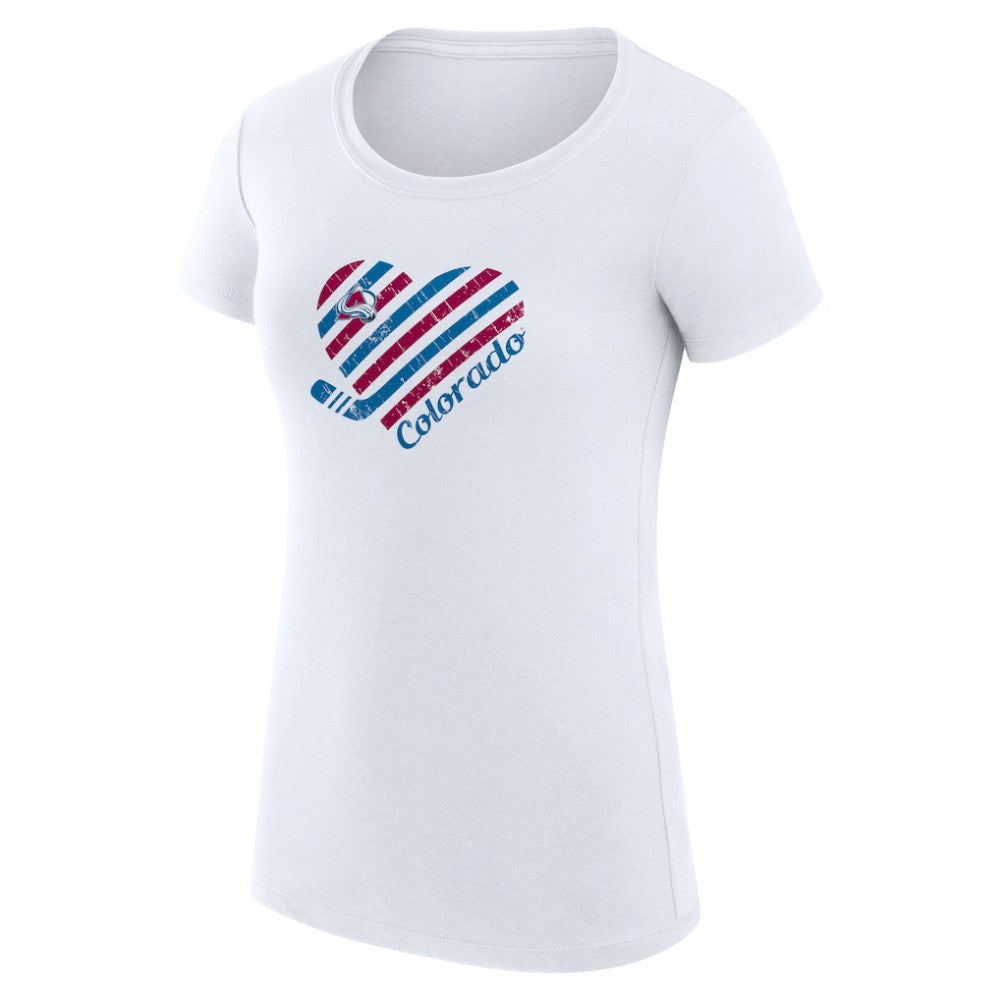 NHL White Colorado Avalanche G-III 4Her by Carl Banks Women's Super-Slim Fit Lightweight Heart T-Shirt
