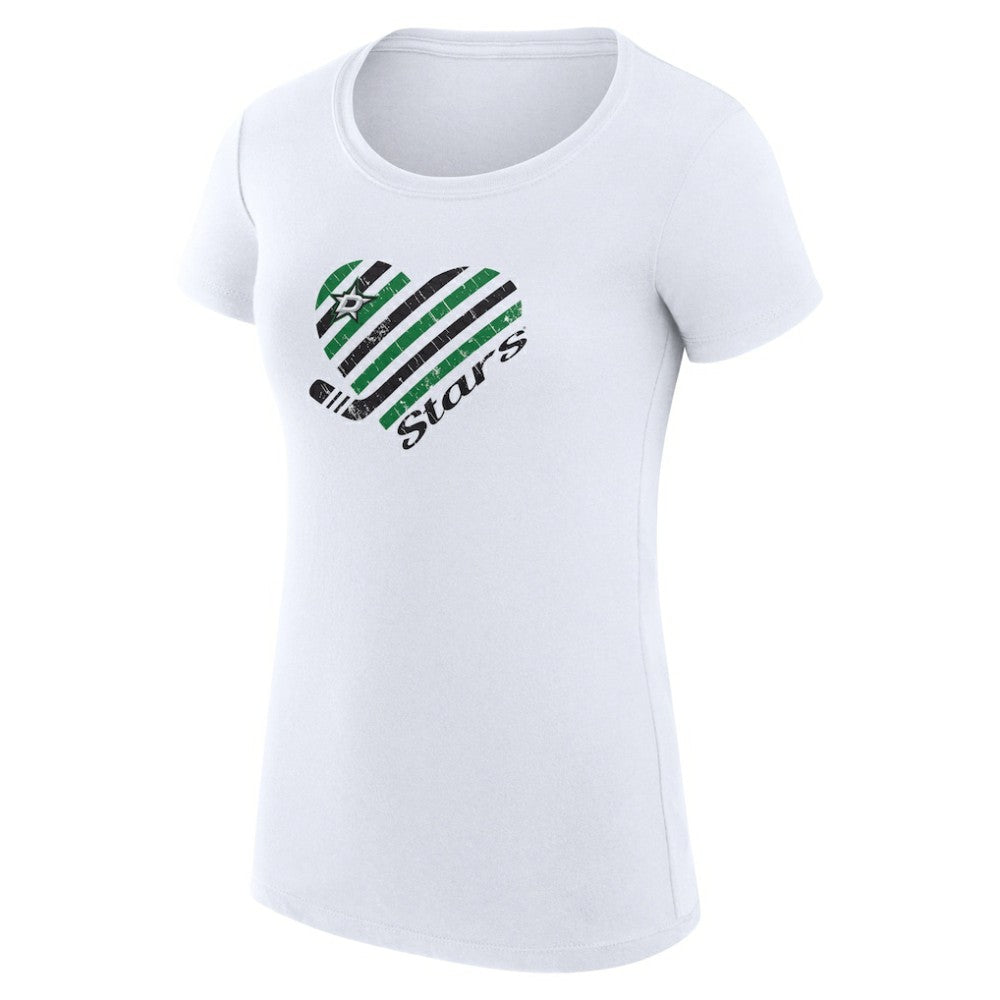 NHL White Dallas Stars G-III 4Her by Carl Banks Women's Super-Slim Fit Lightweight Heart T-Shirt