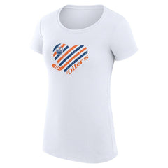 NHL White Edmonton Oilers G-III 4Her by Carl Banks Women's Super-Slim Fit Lightweight Heart T-Shirt