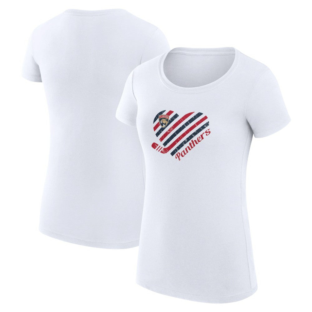 NHL White Florida Panthers G-III 4Her by Carl Banks Women's Super-Slim Fit Lightweight Heart T-Shirt