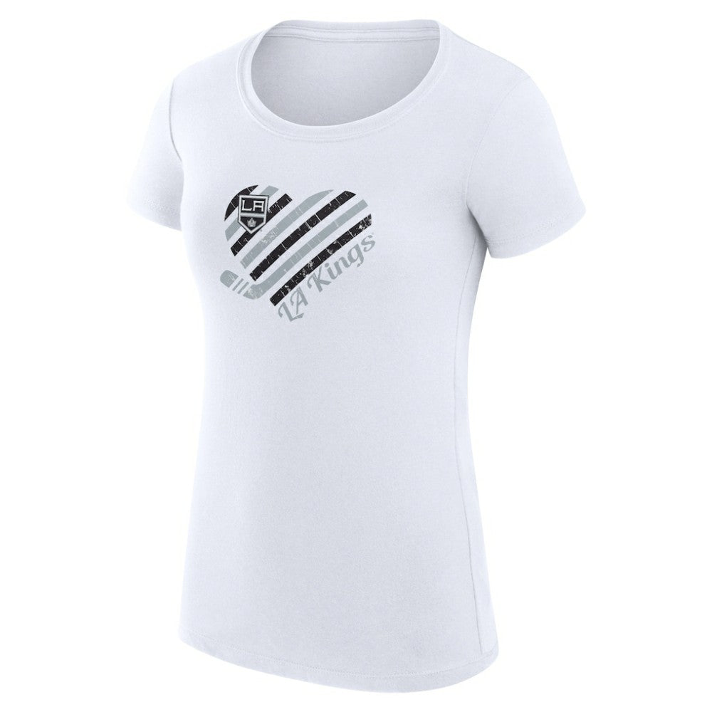 NHL White Los Angeles Kings G-III 4Her by Carl Banks Women's Super-Slim Fit Lightweight Heart T-Shirt