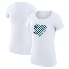 NHL White San Jose Sharks G-III 4Her by Carl Banks Women's Super-Slim Fit Lightweight Heart T-Shirt