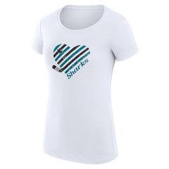 NHL White San Jose Sharks G-III 4Her by Carl Banks Women's Super-Slim Fit Lightweight Heart T-Shirt