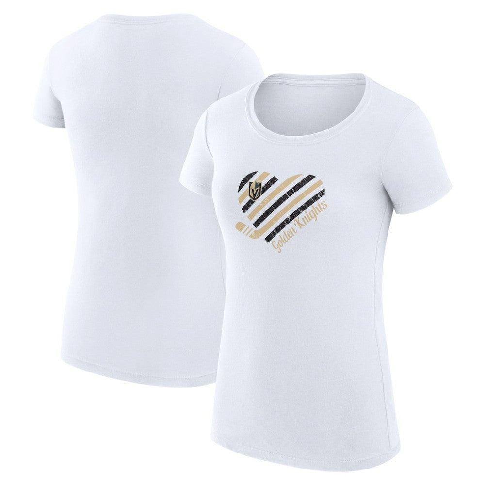 NHL White Vegas Golden Knights G-III 4Her by Carl Banks Women's Super-Slim Fit Lightweight Heart T-Shirt