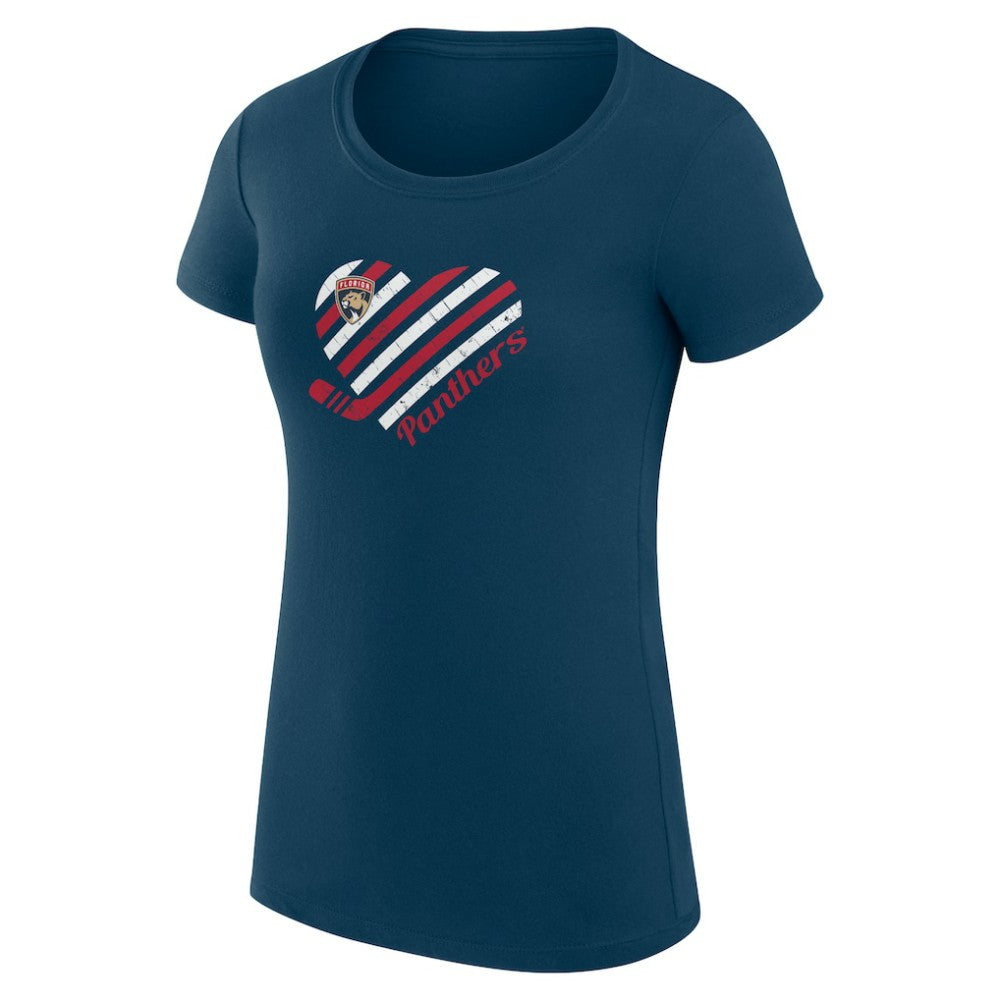 NHL Navy Florida Panthers G-III 4Her by Carl Banks Women's Super-Slim Fit Lightweight Heart T-Shirt