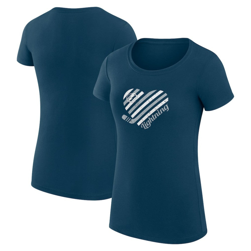NHL Navy Tampa Bay Lightning G-III 4Her by Carl Banks Women's Super-Slim Fit Lightweight Heart T-Shirt