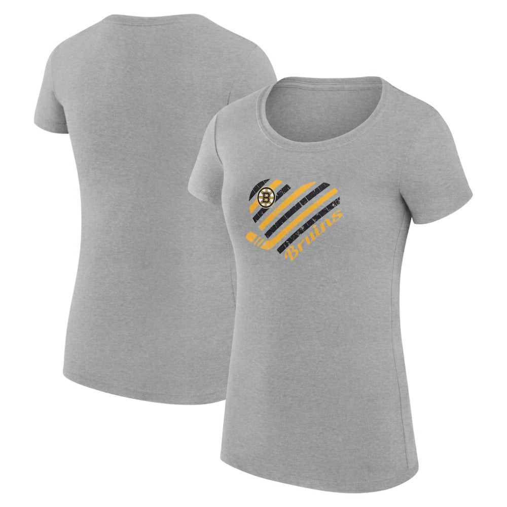 NHL Heather Gray Boston Bruins G-III 4Her by Carl Banks Women's Super-Slim Fit Lightweight Heart T-Shirt