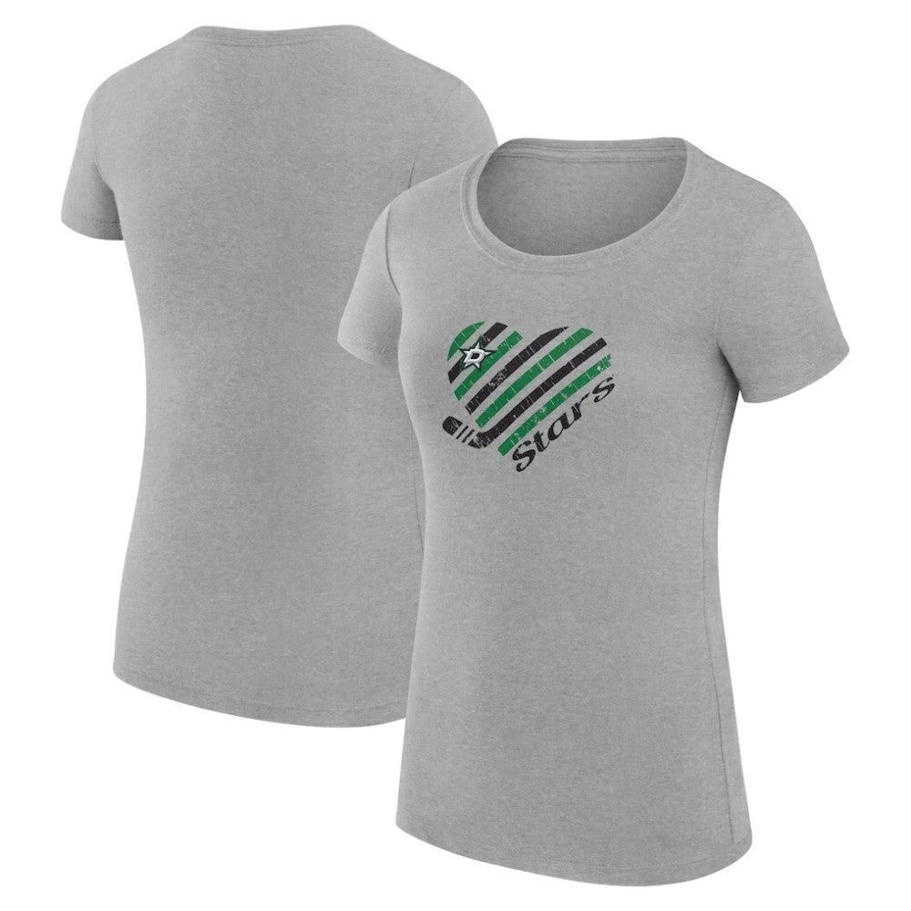 NHL Heather Gray Dallas Stars G-III 4Her by Carl Banks Women's Super-Slim Fit Lightweight Heart T-Shirt