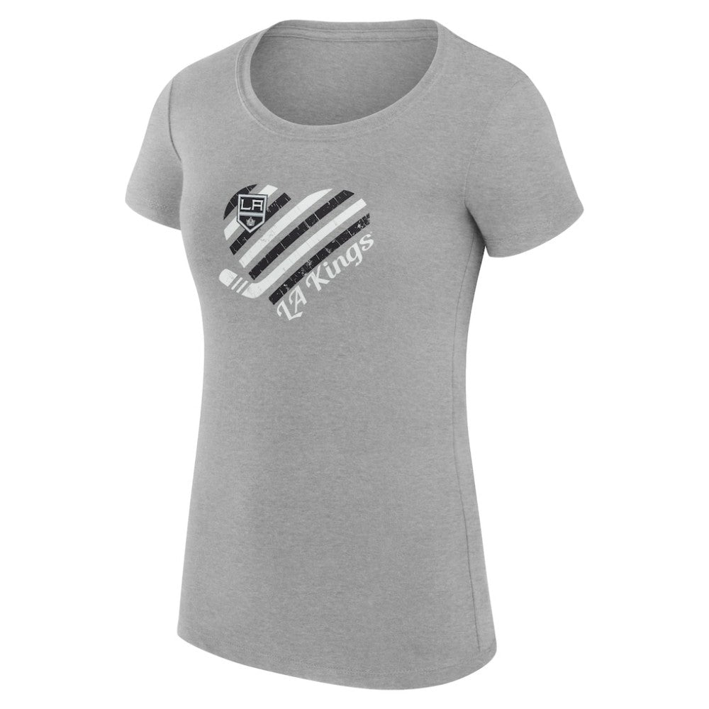 NHL Heather Gray Los Angeles Kings G-III 4Her by Carl Banks Women's Super-Slim Fit Lightweight Heart T-Shirt