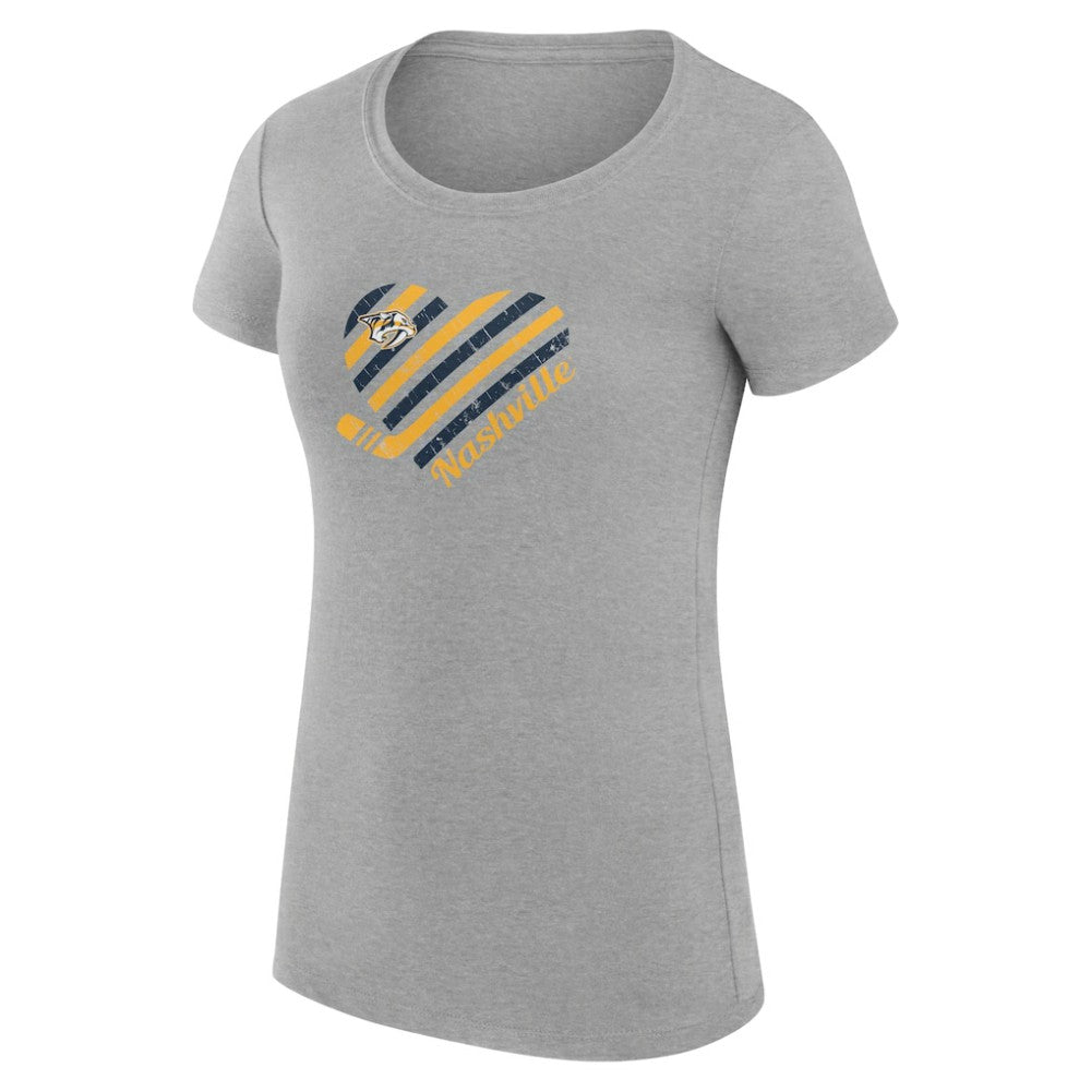 NHL Heather Gray Nashville Predators G-III 4Her by Carl Banks Women's Super-Slim Fit Lightweight Heart T-Shirt