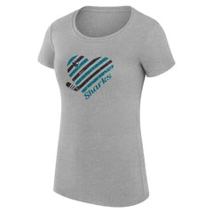 NHL Heather Gray San Jose Sharks G-III 4Her by Carl Banks Women's Super-Slim Fit Lightweight Heart T-Shirt
