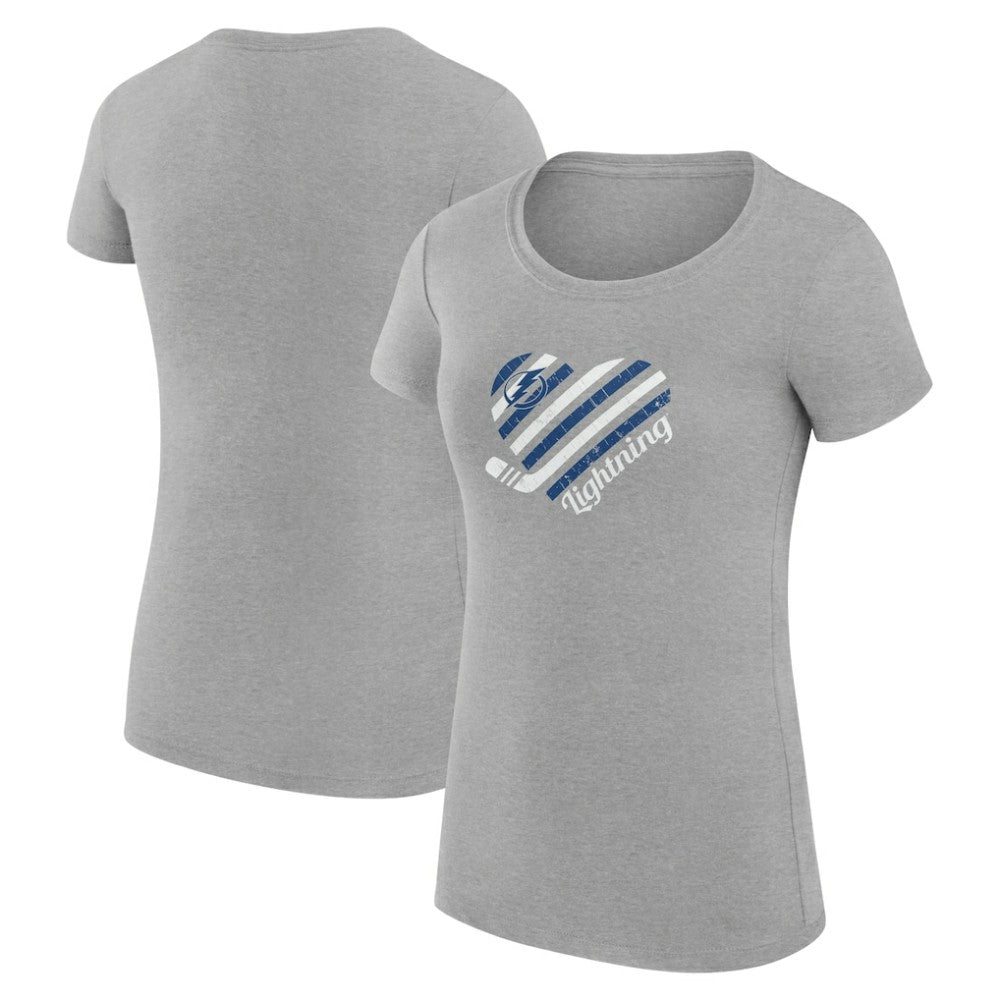 NHL Heather Gray Tampa Bay Lightning G-III 4Her by Carl Banks Women's Super-Slim Fit Lightweight Heart T-Shirt