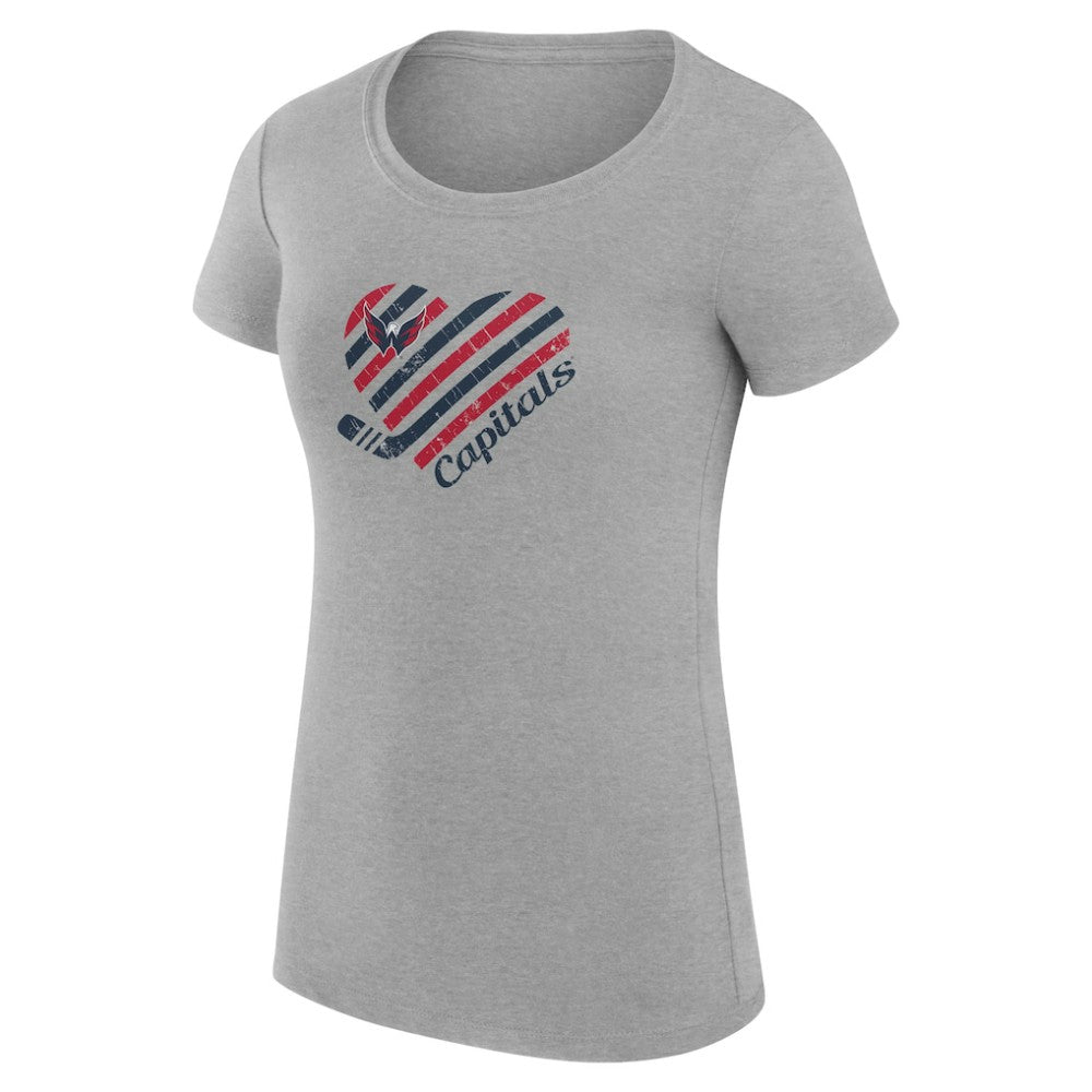 NHL Heather Gray Washington Capitals G-III 4Her by Carl Banks Women's Super-Slim Fit Lightweight Heart T-Shirt