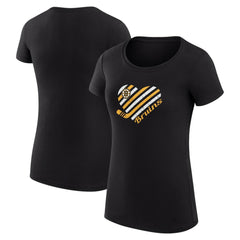 NHL Black Boston Bruins G-III 4Her by Carl Banks Women's Super-Slim Fit Lightweight Heart T-Shirt