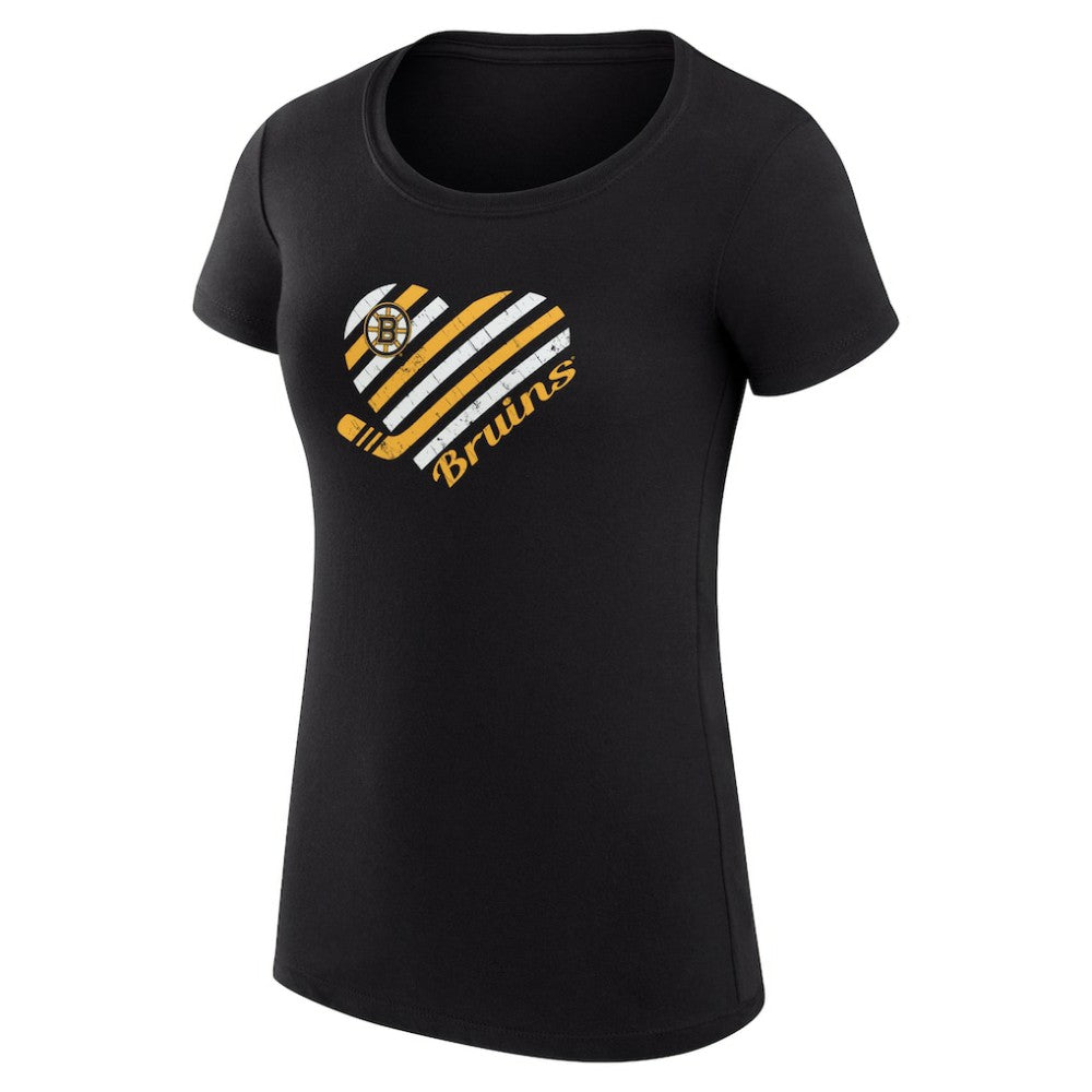 NHL Black Boston Bruins G-III 4Her by Carl Banks Women's Super-Slim Fit Lightweight Heart T-Shirt