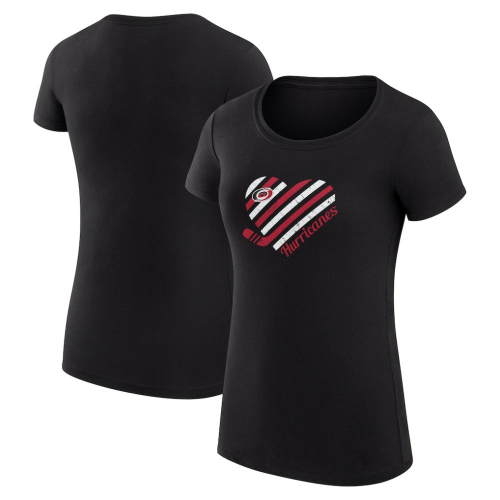 NHL Black Carolina Hurricanes G-III 4Her by Carl Banks Women's Super-Slim Fit Lightweight Heart T-Shirt