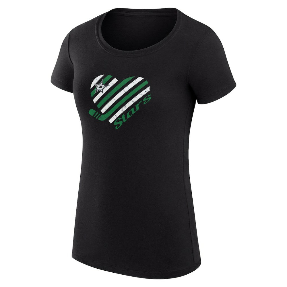 NHL Black Dallas Stars G-III 4Her by Carl Banks Women's Super-Slim Fit Lightweight Heart T-Shirt