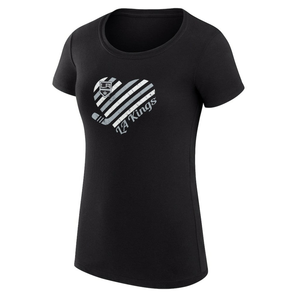 NHL Black Los Angeles Kings G-III 4Her by Carl Banks Women's Super-Slim Fit Lightweight Heart T-Shirt